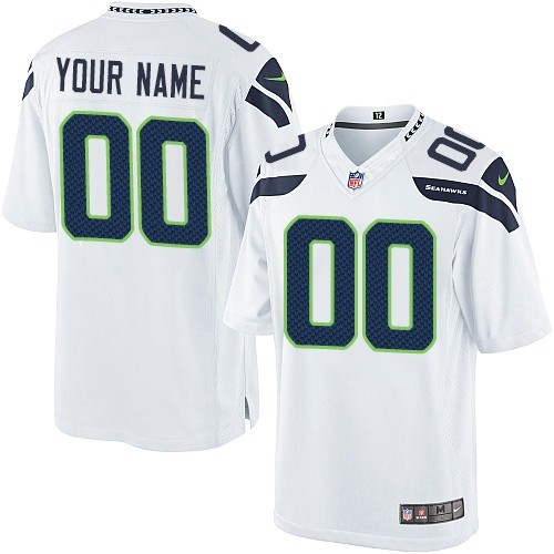 Men's Limited Nike Jersey White Road - Customized NFL Seattle Seahawks